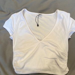 Empire V neck tee bright white